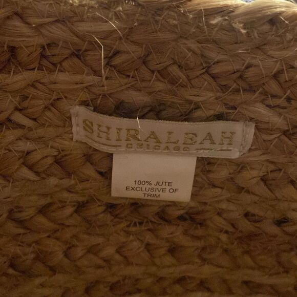 Shiraleah Woven Jute Tote with Colorful Pom Poms - Picture 3 of 6